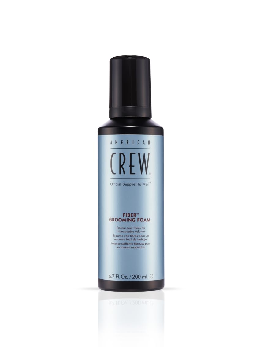 American Crew Men's Fiber Grooming Foam, Medium Hold with Natural Finish, Lightweight Volume for Medium to Long Hair , 6.7 fl oz