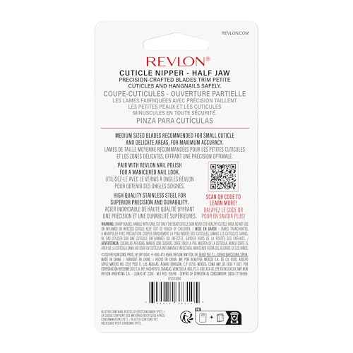 Revlon Half Jaw Cuticle Nipper, Manicure Tool for Nail Care, Hangnail Clipper, For More Precise Trims, Non-Slip Grip, Stainless Steel, 1 Count