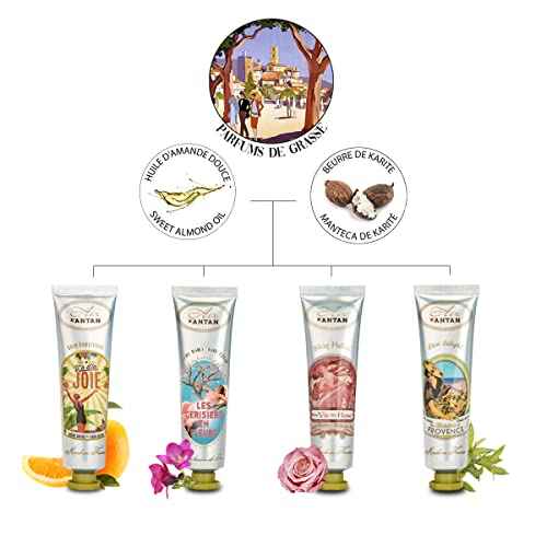 Un Air d'Antan Mom Gift Hand Cream Set - 4 Piece Hand Lotion Gift Set for Women - Working Hands Hand Cream- Shea Butter, Sweet Almond Oil Include Scents of Verbena, Floral, Rose, Cherry Blossom