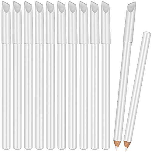 Blulu 12 Pieces White Nail Under Pencil 2-in-1 White Art Whitening Pen French Nail Pencils with Cuticle Pusher for Manicure Supplies Art DIY Design Tool