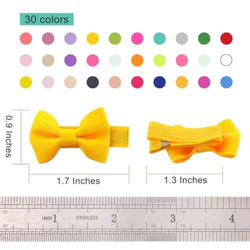 Toddler Hair Bows for Girls: 4.5cm Grosgrain Ribbon Lined Clips 60Pcs (30 pairs)