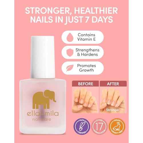 ella+mila "First Aid Kiss" Nail Strengthener and Growth treatment- Nail Repair Solution & Growth Treatment for Thin, Brittle & Damaged Nails - Nail Hardener with Vitamin E (0.45 fl oz)