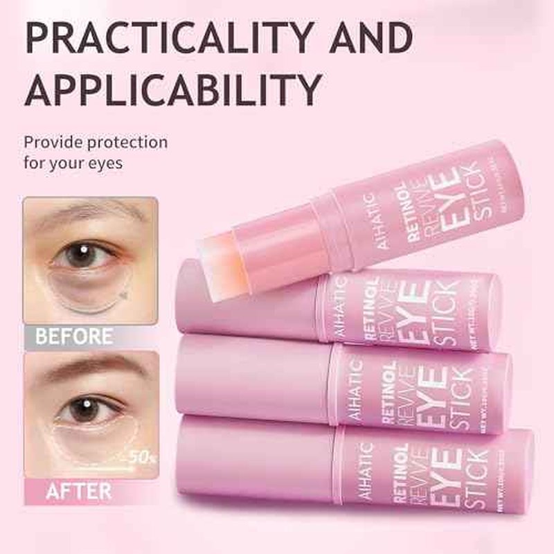 Retinol & Caffeine Eye Balm Stick - Dark Circles Relief & Depuffing Treatment, Hyaluronic Acid + Collagen, Gentle Under Eye Cream for Sensitive Skin, Hydrates & Smooths Fine Lines, 0.35oz/10g