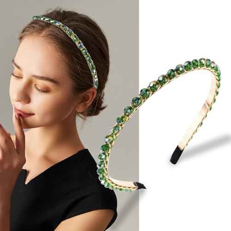 Headbands for Women Rhinestone Beaded Headband, Head Bands for Women's Hair Fashionable Handmade Crystal Beaded Elastic hairbands Lady Women Girls Hair Jewelry Accessories