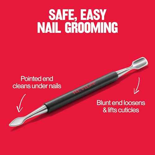 Revlon Expert Dual-Ended Nail Groomer, Stainless Steel Manicure Tool, Clean Under Fingernails and Lift Cuticles, 1 Count