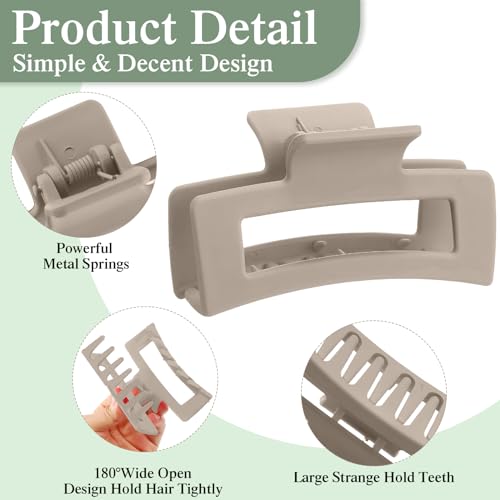 Cindeer 64 Pcs Medium Hair Claw Bulk Hair Clips Set Rectangle Claw Clips Matte Thin Clamps Accessories for Women Girls for Thick(3.35 Inch and 2 Inch,Matte Color)