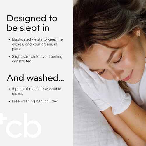 Clearbody Organics 100% Organic Cotton Gloves - 5 Pairs, Medium, White - Overnight Moisturizing White Gloves for Dry Hands