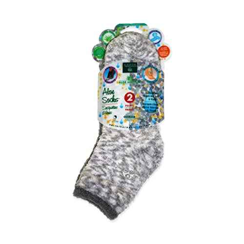 Earth Therapeutics Aloe Socks ? Infused w/Aloe Vera & Vitamin E ? Helps Dry Feet, Cracked Heels, Calluses ? Use with Lotion ? Grey/Confetti (2 Pairs)