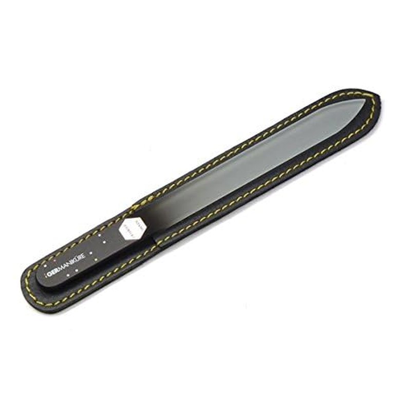 GERMANIKURE Glass Nail File Set in Fitted Cases- Ethically Made in Czech Republic - Permanently Etched Fingernail File, Small Travel File, Cuticle Remover
