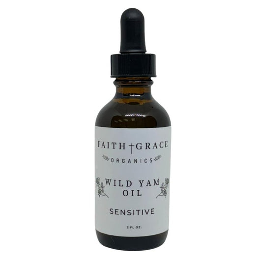 FAITH AND GRACE ORGANICS, WILD YAM OIL, balancing for men and women for sensitive skin, organic ingredients, made in USA, 4 FL Oz