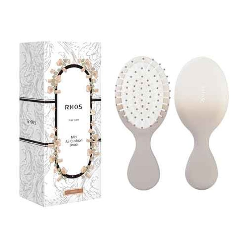 RHOS Mini Hair Brush for Women,Men and Kids, Travel Size Hair Brush for Purse & Pocket, Small Cushion Paddle Brush with Soft Bristles(1 Pack-Beige Gradient)