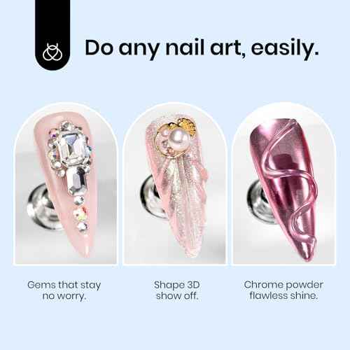 Beetles 3D Gel Nail Art, 1Pcs 15ml Sculpting Gel 3 in 1 Clear No Wipe Nail Polish Rhinestone Art Glue for Nail Gems Diamond Jewelry U V LED Lamp Needed DIY Home Salon Christmas Nails Gifts for Women