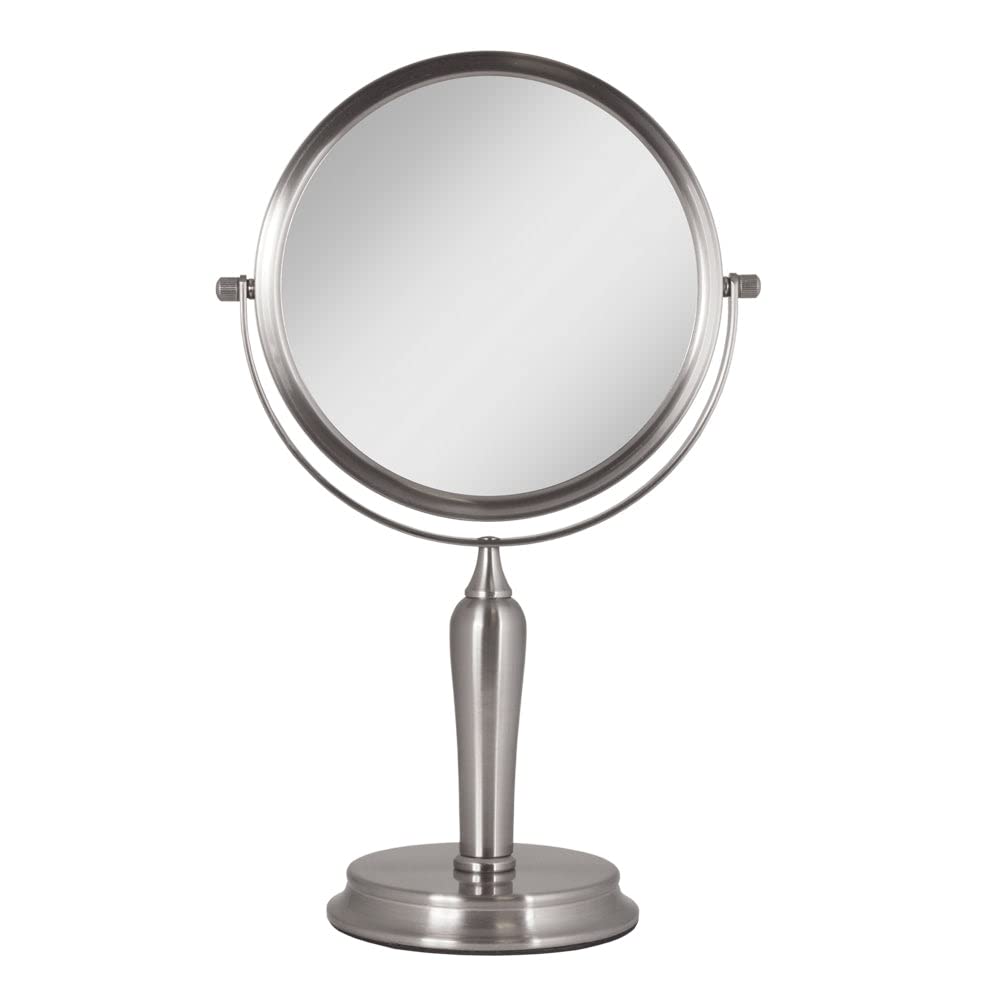 Zadro Anaheim 8.75” Round Non-Lighted Makeup Mirror 5X 1X Magnifying Makeup Mirrors Rotating Head Makeup Mirror for Desk