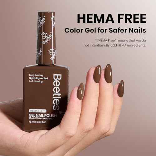 Beetles Dark Brown Gel Polish Fall Winter, 1 PC 15ML Hame Free Mocha Coffee Brown Color Polish Nail Gel Autumn Colorful Bottle Coffee o'Clock Soak Off UV Nail Art Manicure Gift for Women
