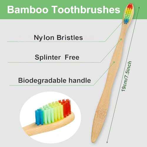 40 Pieces Bamboo Toothbrushes Charcoal Toothbrush Bamboo Toothbrushes with BPA-Free Nylon Bristles(Multi-Color)