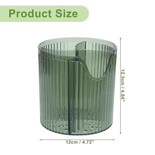 VOCOSTE Makeup Brush Cup, Makeup Organizer, 4 Slot Makeup Brush Holder, Cosmetics Storage Cup, for Vanity for Desktop, for Bathroom Countertops, Clear Green