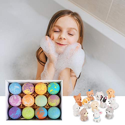 Bath Bombs for Kids with Toys Inside for Girls Boys - 12 Set Surprise Bubble Bath Fizzies, Colorful Handmade Kids Safe and Gentle Spa Bath Fizz Balls Kit, Birthday Christmas Gift (Package May Vary)