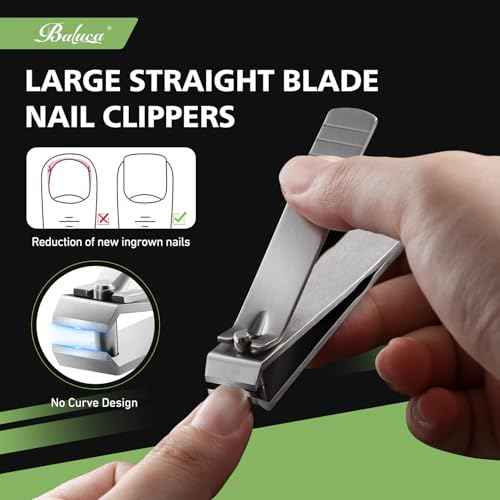 Heavy Duty Straight Blade Nail Clippers for Thick Toenails, Professional Stainless Steel Fingernail Toenail Clippers Trimmers - Thick Wide Jaw Toe Nail Clippings for Seniors, Men & Women - Silver