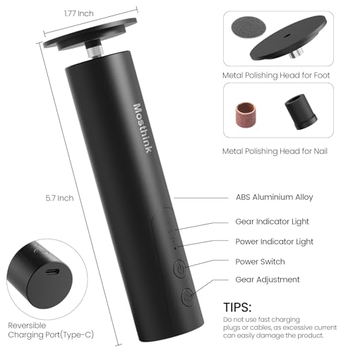 Electric Foot Callus Remover, 2 in 1 | 6 Speed Adjustable Foot File Nail Grinder with Sandpaper Disks, Professional Sander Pedicure Tool for Feet Dead Skin, Self Care Gifts for Women Mom Lover Friends