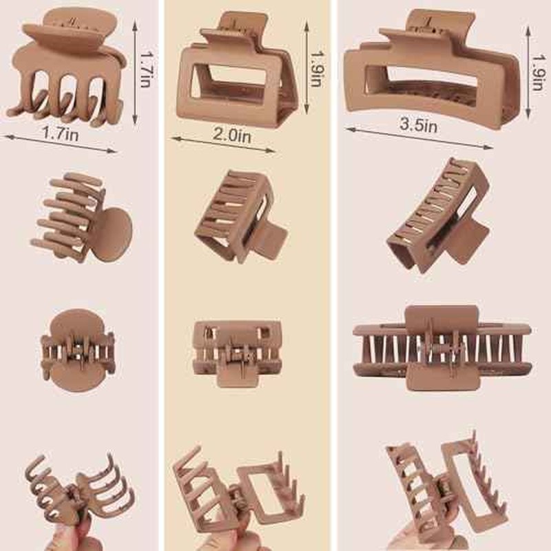 3 Styles Hair Clips for Women Small Medium Big Claw Clips for Thin Thick Hair 12 Pcs Hair Claw Clips Hair Clips Combination Hair Accessories for Women (Brown)