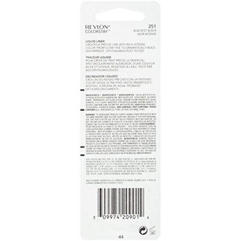 Revlon ColorStay Liquid Eyeliner - Blackest Black | Long-Lasting, Smudge-Proof, 0.08 Ounce (Pack of 2)