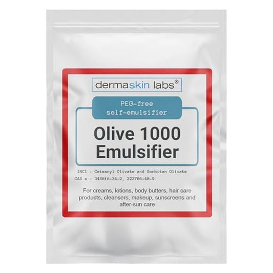 Olive 1000 Emulsifier, Cetearyl Olivate, Sorbitan Olivate 1000 Plant-Based Emulsifier Wax ECOCERT COSMOS Validated PEG-free self-emulsifying for DIY Skincare, Haircare Applications (8 oz)