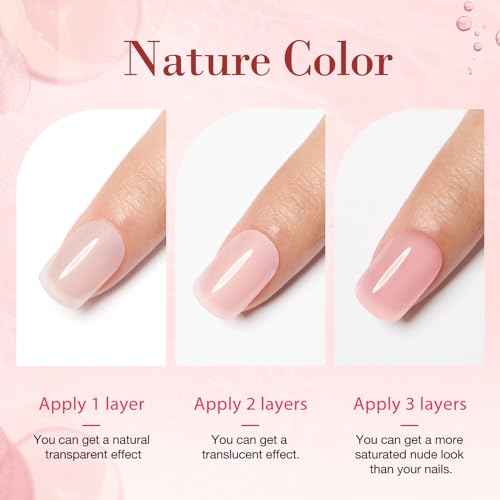 AZUREBEAUTY Translucent Dip Powder - Jelly Baby Pink Color 2Oz/56g, Sheer Rose Pink Neutral Semi-transparent Clear Dipping Powder Crystal French Nail Art Starter Manicure Salon DIY Home Gift