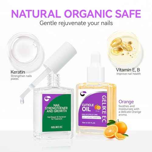Nail Growth Treatment and Cuticle Oil: Orange & Clear (15ml) - Protein Nail Hardener for Weak Nails - Vitamin E Enriched - Fast Growth & Repair - Salon & Home Use