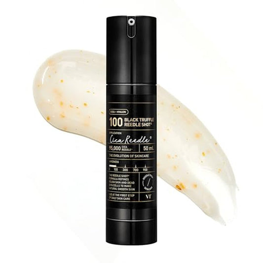 VT COSMETICS Black Truffle Reedle Shot 100, Spicule Microneedling Exosome Serum with 24K Gold for Skin Elasticity, Deep Nourishment, Exfoliation & Smooth Glass Skin, Korean Skin Booster, 1.69 fl oz