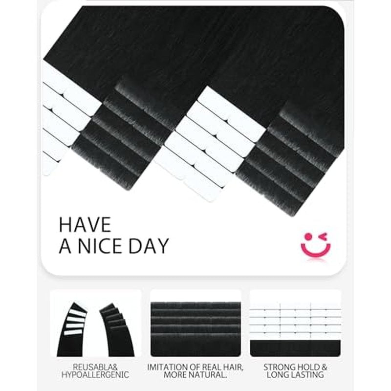 Youngsmile Injection Tape in Hair Extensions Real Human Hair, #1 Jet Black 14 Inch Invisible Edge Tape in Injected Hair Extensions, 20pcs 30g, Straight Remy Virgin Human Hair Tape ins (#1,14'')