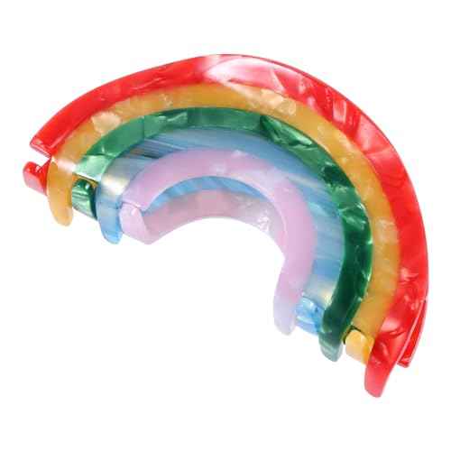 Big Rainbow Hair Claw Clip Non Slip 3.5inch Acrylic Acetate 90's Strong Hold Jaw Barrettes Cute for Women Girls Thin Thick Hair Accessory Rainbow Pride Parade Valentine¡¯s Gifts