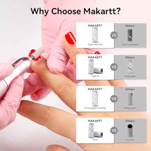 Makartt Nail Drill Bits Sanding Bands for Nail Drill, 100Pcs 4 Color Coarse Fine 80/120/180/240 Grit File Sand with 3.1mm Mini Mandrel Nail Bit Set for Acrylic Nails Gel Manicures and Pedicure
