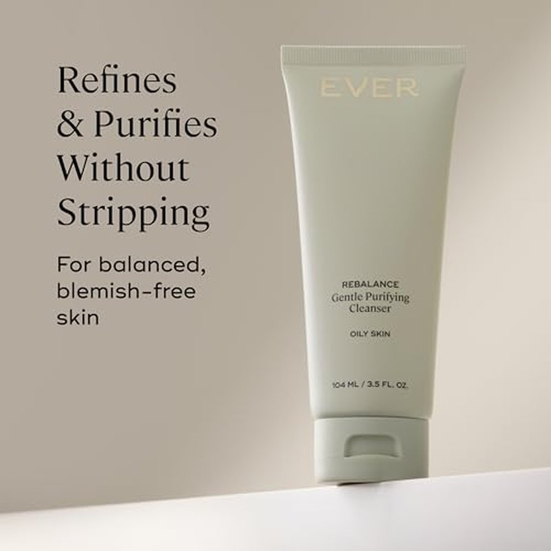 EVER Rebalance Gentle Purifying Cleanser ? Purifying Gel Cleanser with Salicylic Acid & Willow Bark for Oily Skin, Deep Pore Cleanse & Blemish Control, Clean-Formulated - 3.5 fl oz