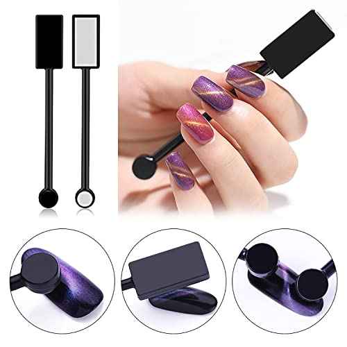 SILPECWEE 15Pcs Nail Magnet Set Cat Eye Gel Nail Polish Magnet Wand Magnetic Nail Polish Cat Eye Magnet for Nails Cat Eye Magnets Sticks Nail Design Tools Nail Art