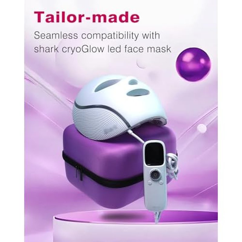 Face Mask Case with Handle Compatible with Shark CryoGlow LED Face Mask, Shock-Absorbing EVA Felt Lining for Secure Storage, Ideal for Travel, Carrying and Organization (Pink)