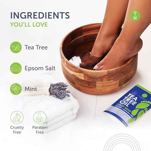 14oz Tea Tree Oil Foot Soak with Epsom Salt and Mint by Truremedy Naturals - Foot Soaking Salts for Dry and Tired Feet - Gently Exfoliates and Refreshes Feet for Soft, Supple Skin