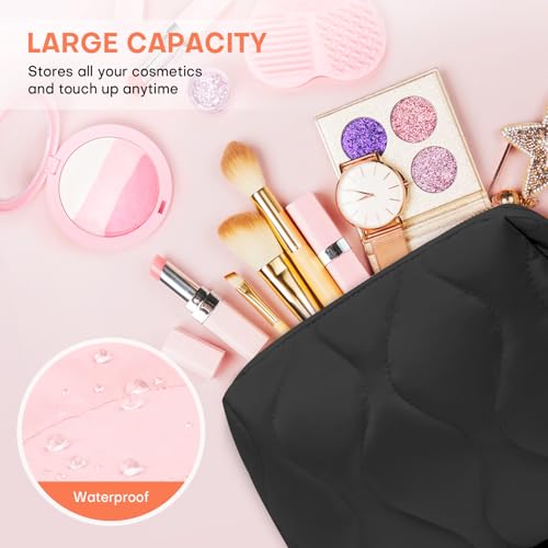 Makeup Bag, Wide-open Cosmetic Bag, Toiletry Bag for Women, Travel Essentials Organizer, Compact Lightweight for Daily Use