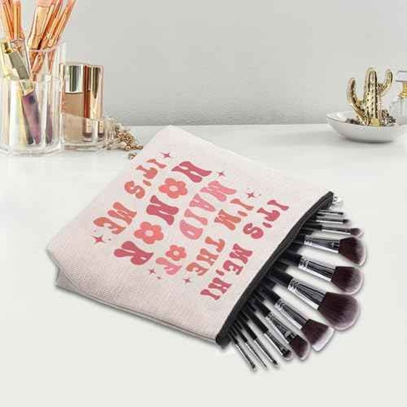 Maid of Honor Gift from Bride, Bridesmaids Proposal Gifts, Bachelorette Party Gift for Maid of Honor, Wedding Gifts for Sister Besties Friends Women Bridesmaid Makeup Cosmetic Bag Travel Pouch