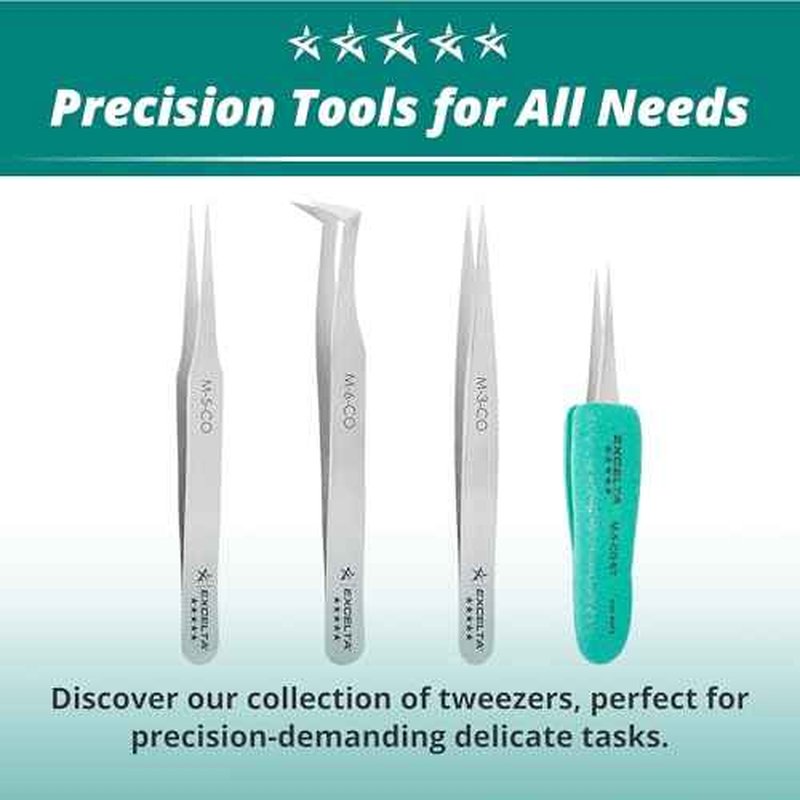 Excelta M-3-CO Cobaltima Miniature Straight Very Fine Point Tweezers, Heat Resistant to 932¡ÆF, Anti-Magnetic, 3.13" Long, Elite