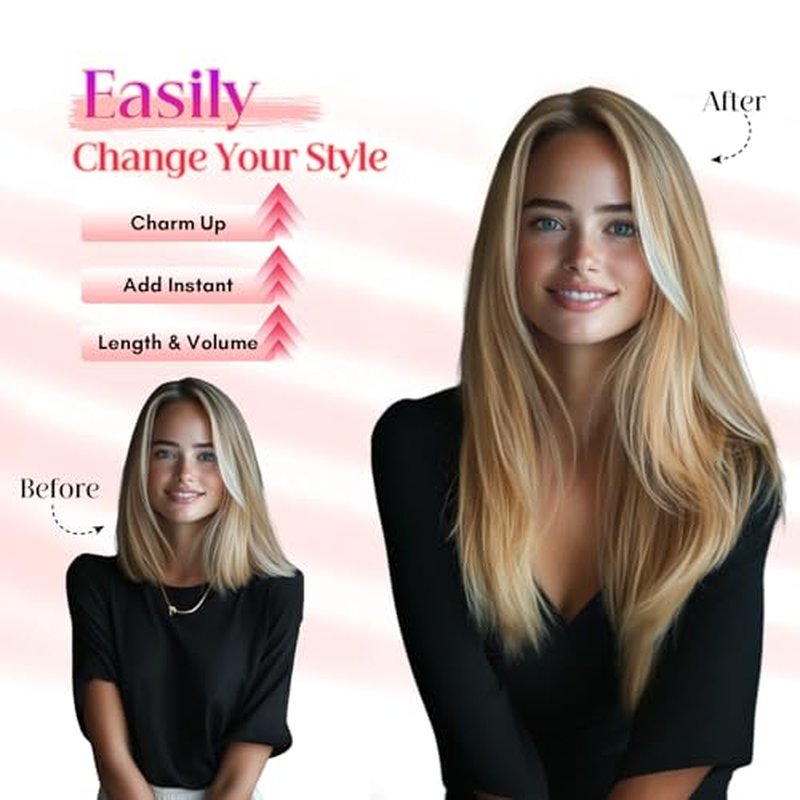Rich Choices Halo Hair Extensions Real Human Hair Remy Hairs Halo Extension for Women Invisible Wire One Piece Clip in Hairpiece 16 Inch Straight-#12P613 Golden Brown Highlight Bleach Blonde