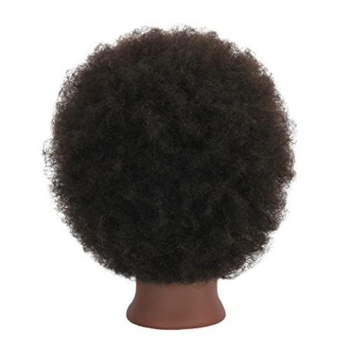 Afro Kinky Curly 100% Real Human Hair Mannequin Head with Stand for Hairdresser Practice Cosmetology Manikin Doll Training Head Braiding Styling Coloring Bleaching Dyeing Cutting Updos Display