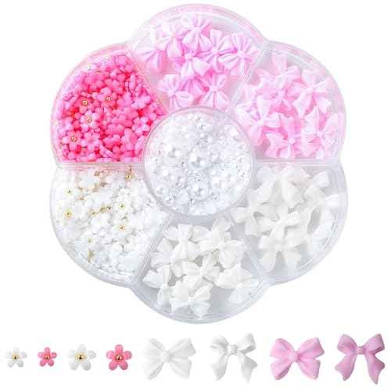 Kawaii Nail Charms,3D Nail Art Charms Bow Nail Charms Pearls Y2K Slime Charms for DIY Nail Art Decoration Supplies Flatback Resin Cute Cat Charms for Acrylic Nail Cartoon Kitty Nail Accessories & Tool