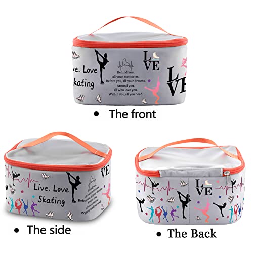 PXTIDY Ice Skating Gifts Skating Cosmetic Organizer Bag Live Love Figure Skating Gifts Makeup Case Skate Lover Gift for Women Skating Team Gift(-LT)