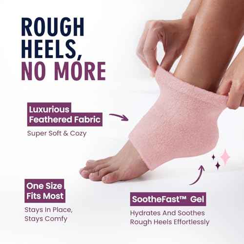 Dr. Frederick's Original Moisturizing Fuzzy Heel Socks - 2 Pairs - Cozy Gel-Lined Sleep Socks for Women & Men - Soothes Dry, Cracked Feet - Heel Repair - Relaxing Rose