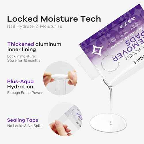 Nail Polish Remover Pads: 50 Pack Bulk Set Acetone Nail Polish Remover Wipes Individually Wrapped - Rapidly Remove Gel Polish & Fingernail Polish Travel Kit for Home & Salon