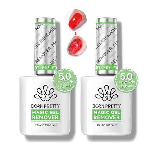 BORN PRETTY Gel Nail Polish Remover, 2 Pack Professional Gel Polish Remover for Nails, Quick & Easy Polish Remover In 3-5 Minutes, No Need for Foil Soak Or Wrap