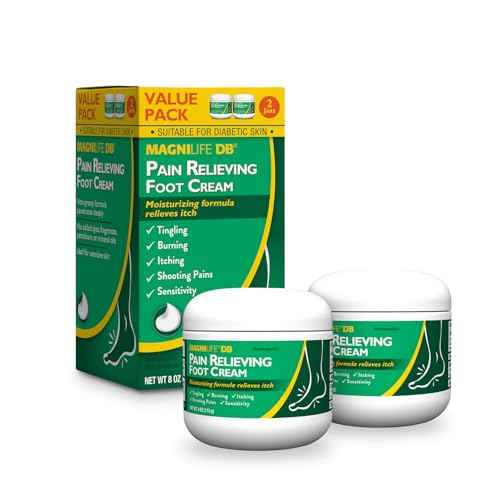 MagniLife DB Pain Relieving Foot Cream, Calming Relief for Burning, Tingling, Shooting & Stabbing Foot Pain, Moisturizing Foot Cream Suitable for Diabetic and Sensitive Skin - 2 Packs of 4 oz Jars
