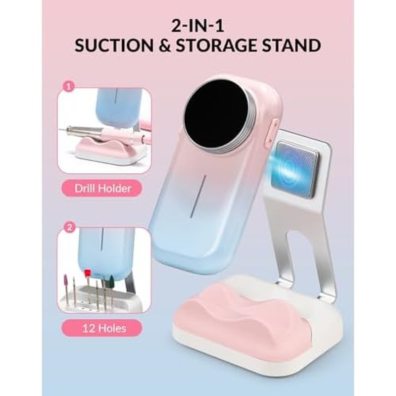 BAOSHISHAN Professional Nail Drill Machine, 20000RPM Electric Cordless Nail Drill with Base Pen Holder, Rechargeable Nail File 11 Drill Bits for Remove Gel Acrylic Nail