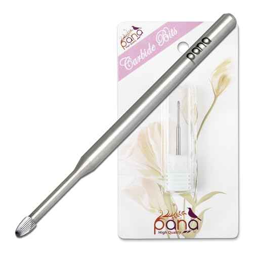 PANA 3/32" Carbide Cuticle Nail Drill Bit for Cuticle Cleaning, Dead Skin Removal, Gel Polish & Acrylic Removal, Under Nail Cleaner, Nail Salon, Manicure Tools (Snake Head - Silver, Medium)