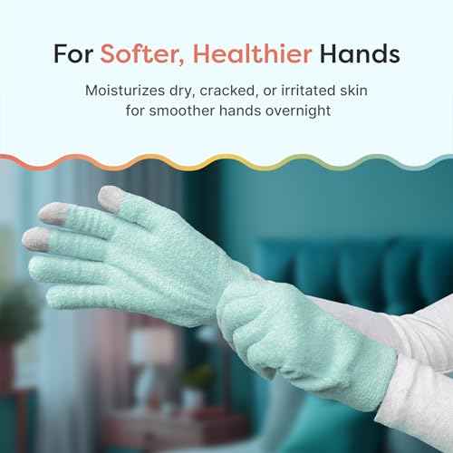 ZenToes Moisturizing Gloves for Dry Hands, Gel Infused with Jojoba Seed Oil, Olive Oil and Vitamin E, Overnight Hand Moisturizer (OSFM, Fuzzy Mint Green with Media Tips)